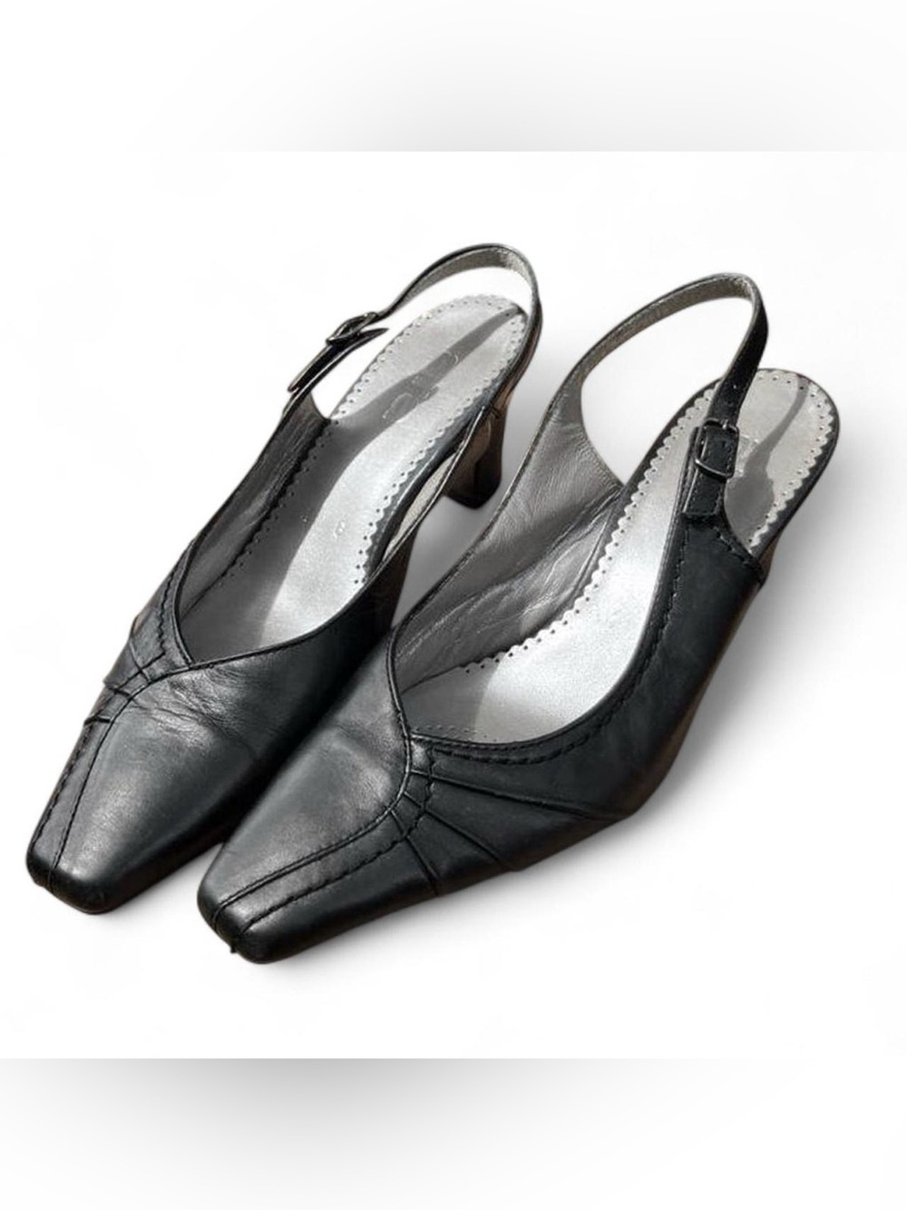 Black Ara Size 6.5 Slingback Kitten Heels